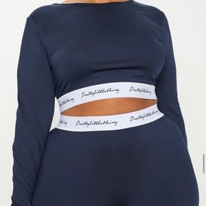 PRETTYLITTLETHING Plus Navy Band Long Sleeve Crop & Pants!  Both for $15